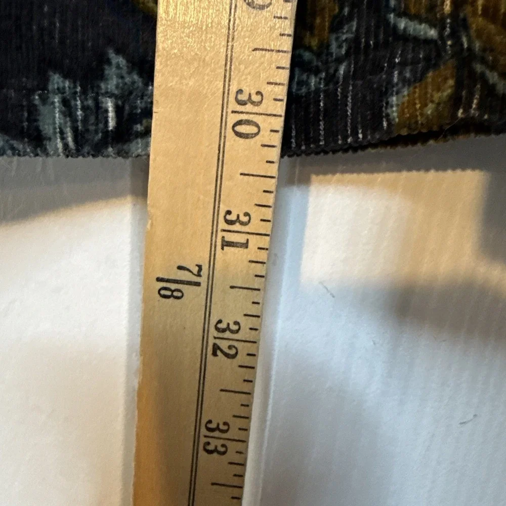 Anthropologie Pilcro The Icon Flare Low Rise Navy Corduroy Print Jeans Size 23 - Picture 5 of 13